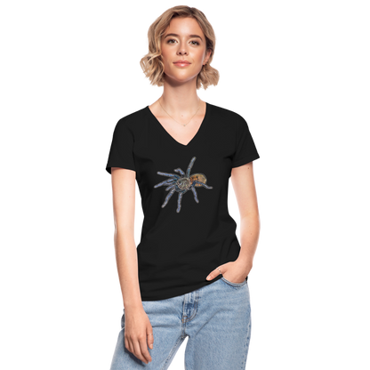 Frauen T-Shirt mit V-Ausschnitt Chromatopelma cyaneopubescens - Schwarz