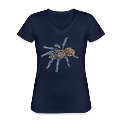 Frauen T-Shirt mit V-Ausschnitt Chromatopelma cyaneopubescens - Navy