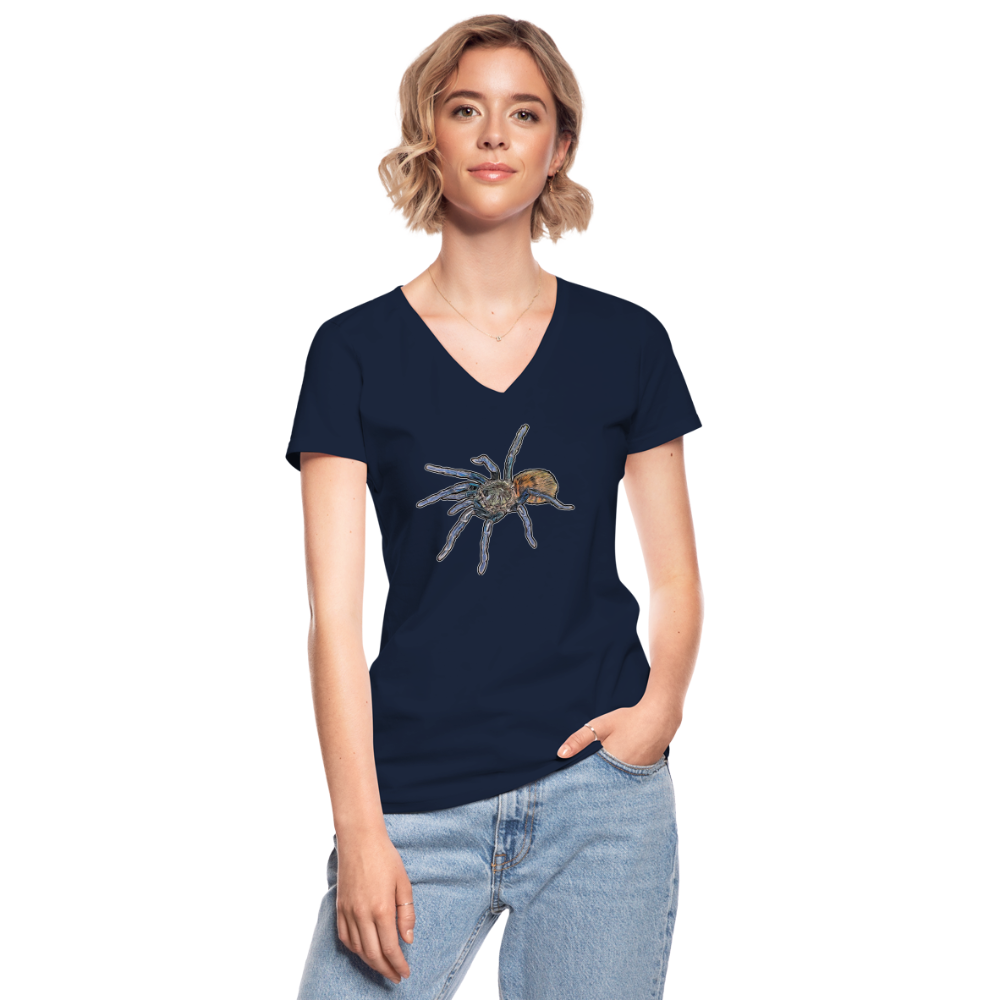 Frauen T-Shirt mit V-Ausschnitt Chromatopelma cyaneopubescens - Navy