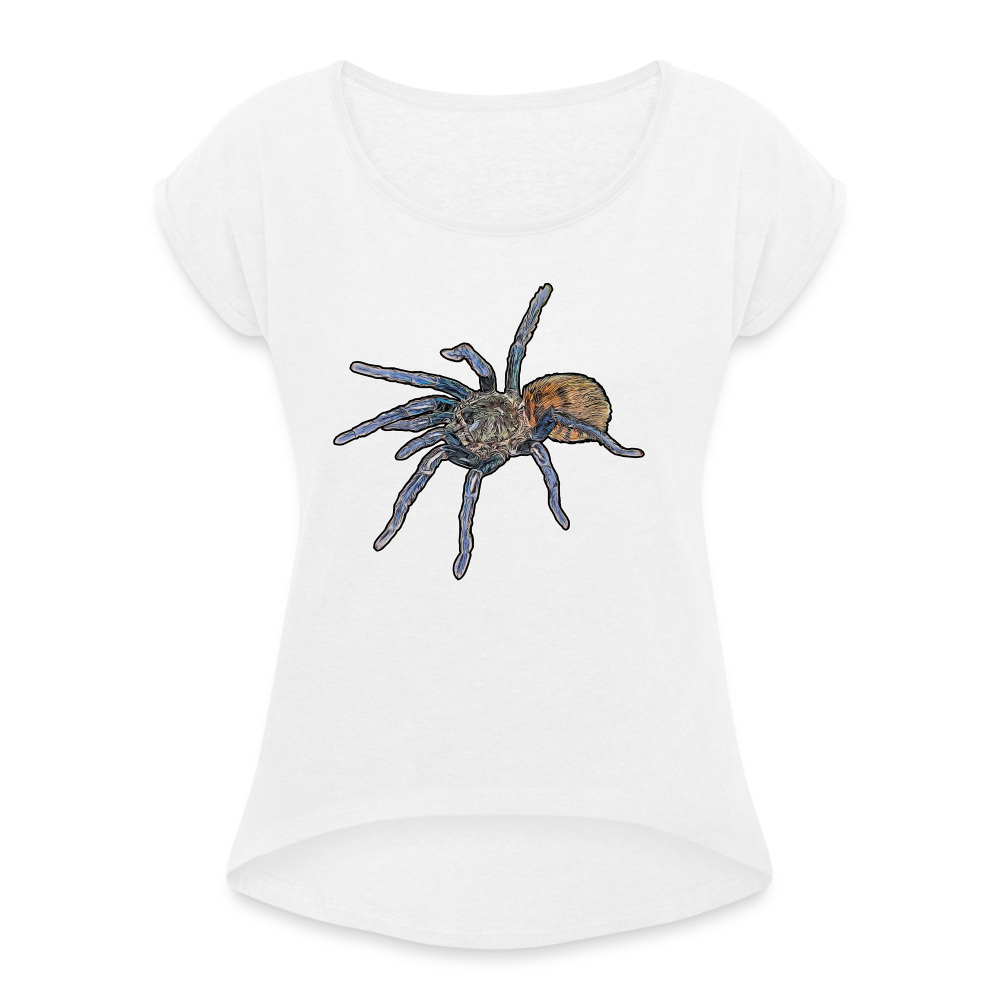 Frauen T-Shirt mit gerollten Ärmeln Chromatopelma cyaneopubescens - weiß