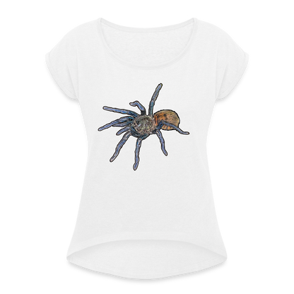 Frauen T-Shirt mit gerollten Ärmeln Chromatopelma cyaneopubescens - weiß