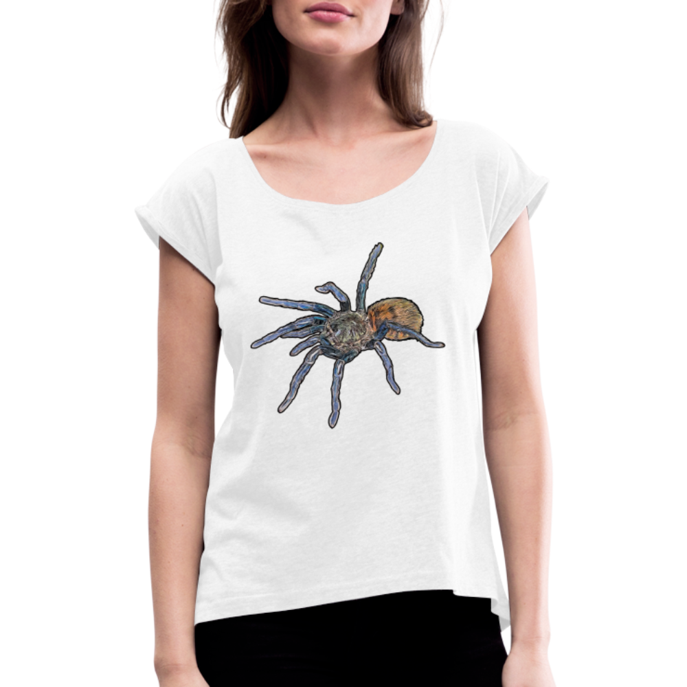 Frauen T-Shirt mit gerollten Ärmeln Chromatopelma cyaneopubescens - weiß
