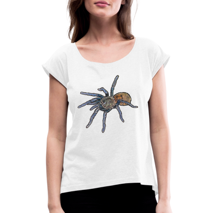 Frauen T-Shirt mit gerollten Ärmeln Chromatopelma cyaneopubescens - weiß