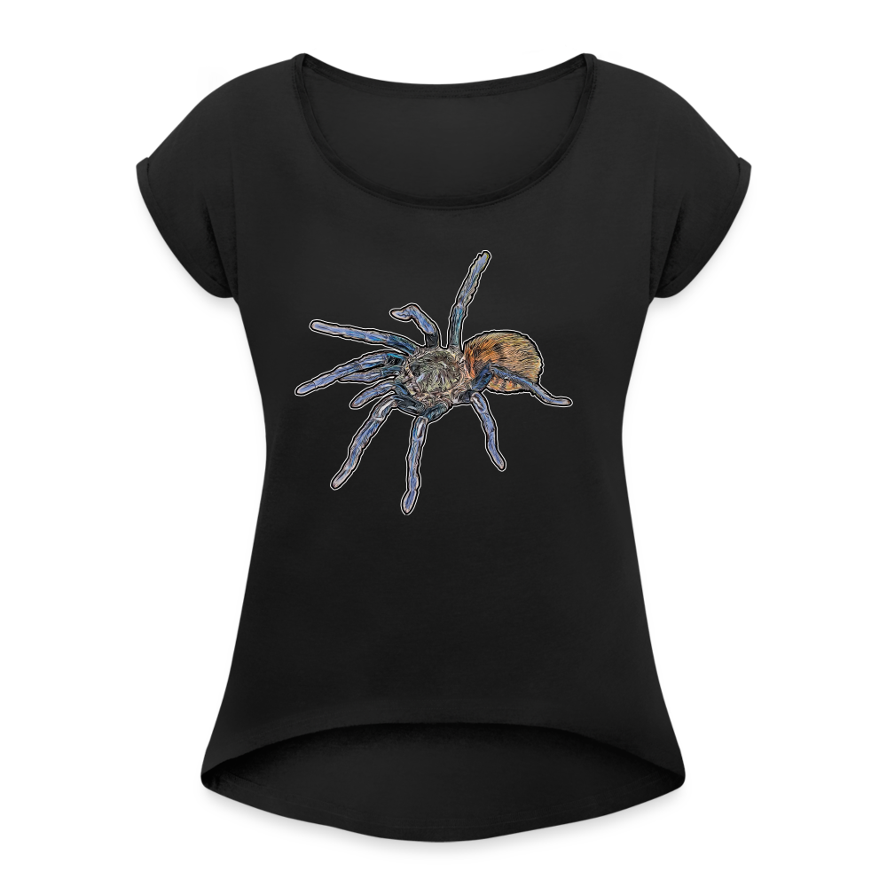 Frauen T-Shirt mit gerollten Ärmeln Chromatopelma cyaneopubescens - Schwarz