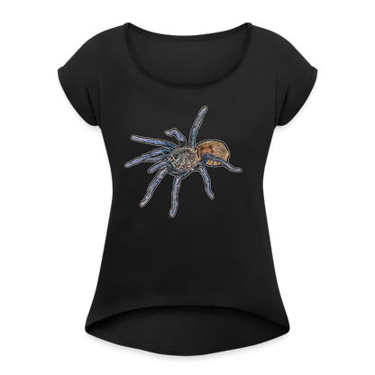 Frauen T-Shirt mit gerollten Ärmeln Chromatopelma cyaneopubescens - Schwarz