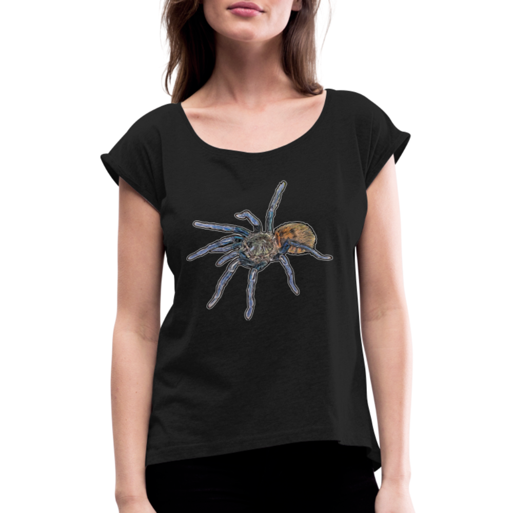 Frauen T-Shirt mit gerollten Ärmeln Chromatopelma cyaneopubescens - Schwarz