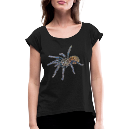 Frauen T-Shirt mit gerollten Ärmeln Chromatopelma cyaneopubescens - Schwarz