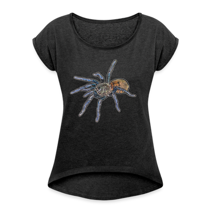 Frauen T-Shirt mit gerollten Ärmeln Chromatopelma cyaneopubescens - Schwarz meliert