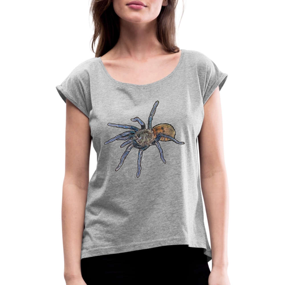 Frauen T-Shirt mit gerollten Ärmeln Chromatopelma cyaneopubescens - Grau meliert