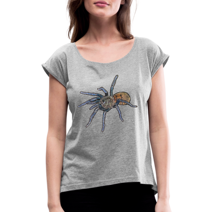 Frauen T-Shirt mit gerollten Ärmeln Chromatopelma cyaneopubescens - Grau meliert
