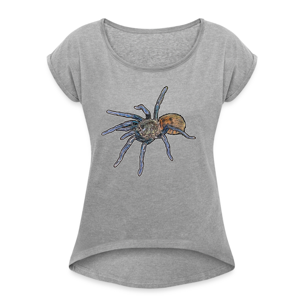Frauen T-Shirt mit gerollten Ärmeln Chromatopelma cyaneopubescens - Grau meliert