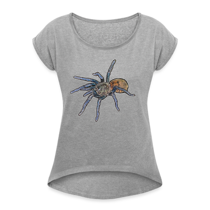 Frauen T-Shirt mit gerollten Ärmeln Chromatopelma cyaneopubescens - Grau meliert