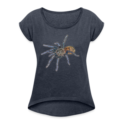 Frauen T-Shirt mit gerollten Ärmeln Chromatopelma cyaneopubescens - Navy meliert