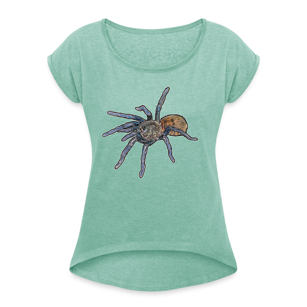 Frauen T-Shirt mit gerollten Ärmeln Chromatopelma cyaneopubescens - Minze meliert