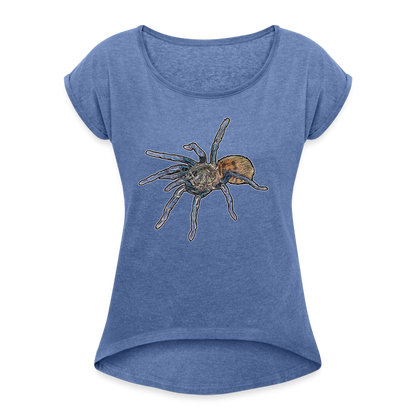 Frauen T-Shirt mit gerollten Ärmeln Chromatopelma cyaneopubescens - Denim meliert