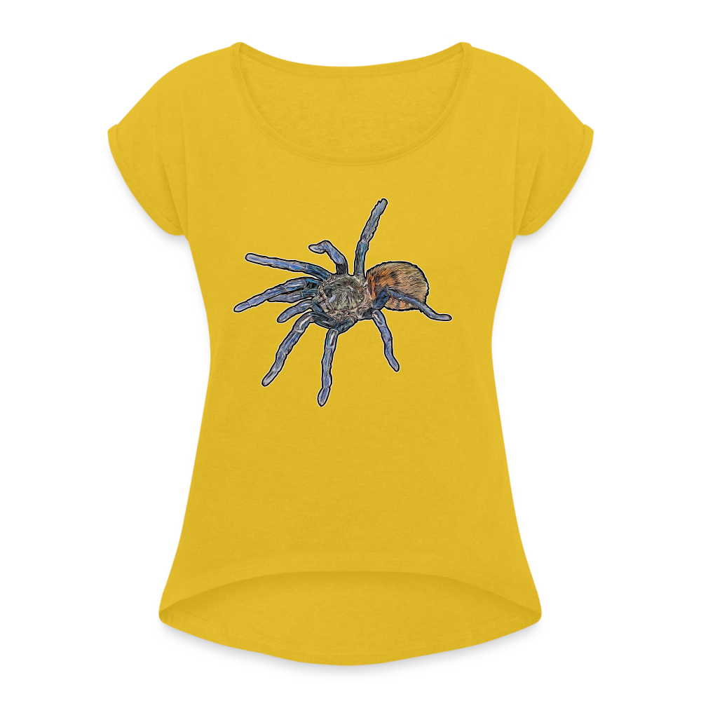 Frauen T-Shirt mit gerollten Ärmeln Chromatopelma cyaneopubescens - Senfgelb