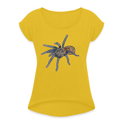 Frauen T-Shirt mit gerollten Ärmeln Chromatopelma cyaneopubescens - Senfgelb