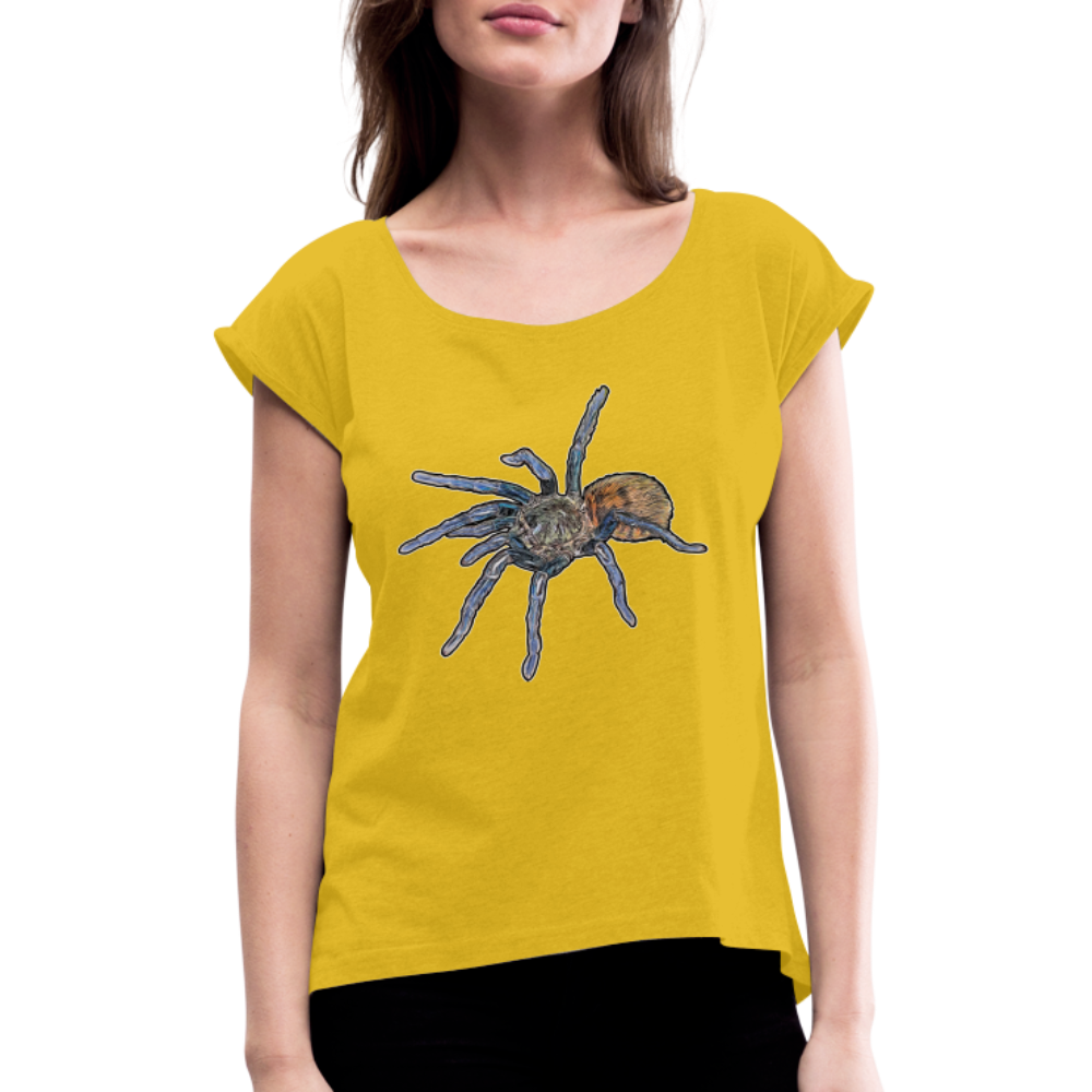 Frauen T-Shirt mit gerollten Ärmeln Chromatopelma cyaneopubescens - Senfgelb