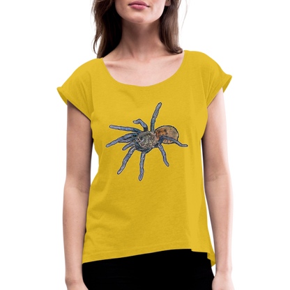 Frauen T-Shirt mit gerollten Ärmeln Chromatopelma cyaneopubescens - Senfgelb