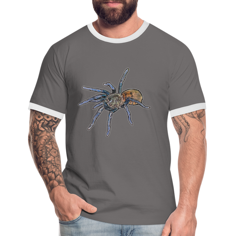 Männer Kontrast-T-Shirt Chromatopelma cyaneopubescens - Dunkelgrau/Weiß