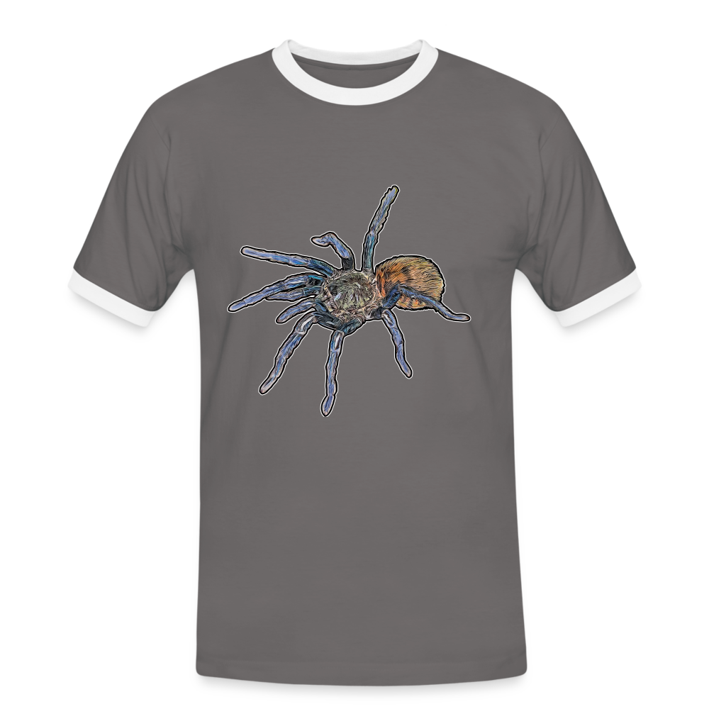 Männer Kontrast-T-Shirt Chromatopelma cyaneopubescens - Dunkelgrau/Weiß