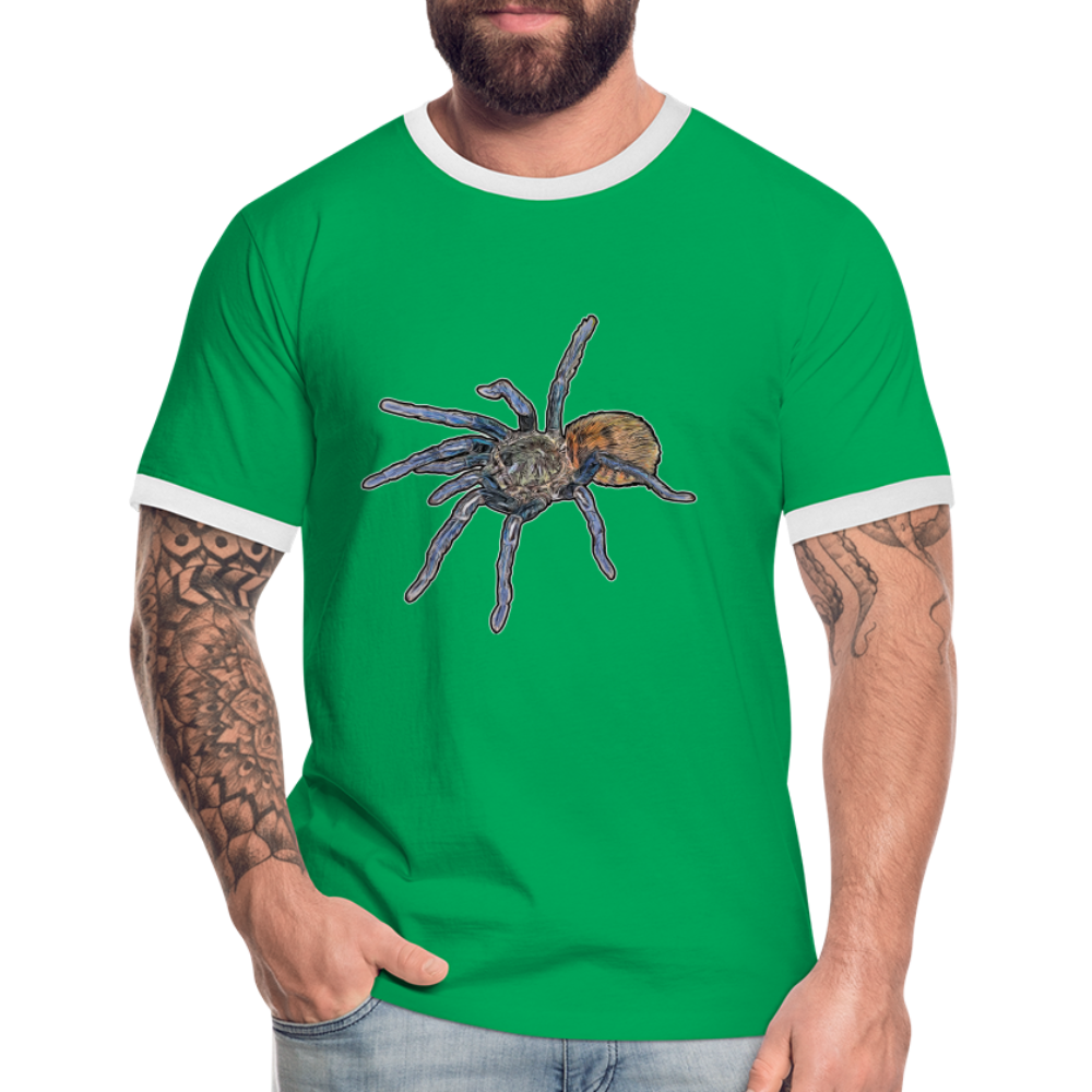 Männer Kontrast-T-Shirt Chromatopelma cyaneopubescens - Kelly Green/Weiß