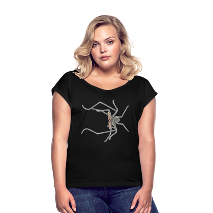 Frauen T-Shirt mit gerollten Ärmeln Euphrynichus bacillifer - Schwarz