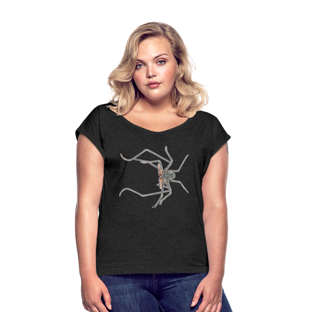 Frauen T-Shirt mit gerollten Ärmeln Euphrynichus bacillifer - Schwarz meliert