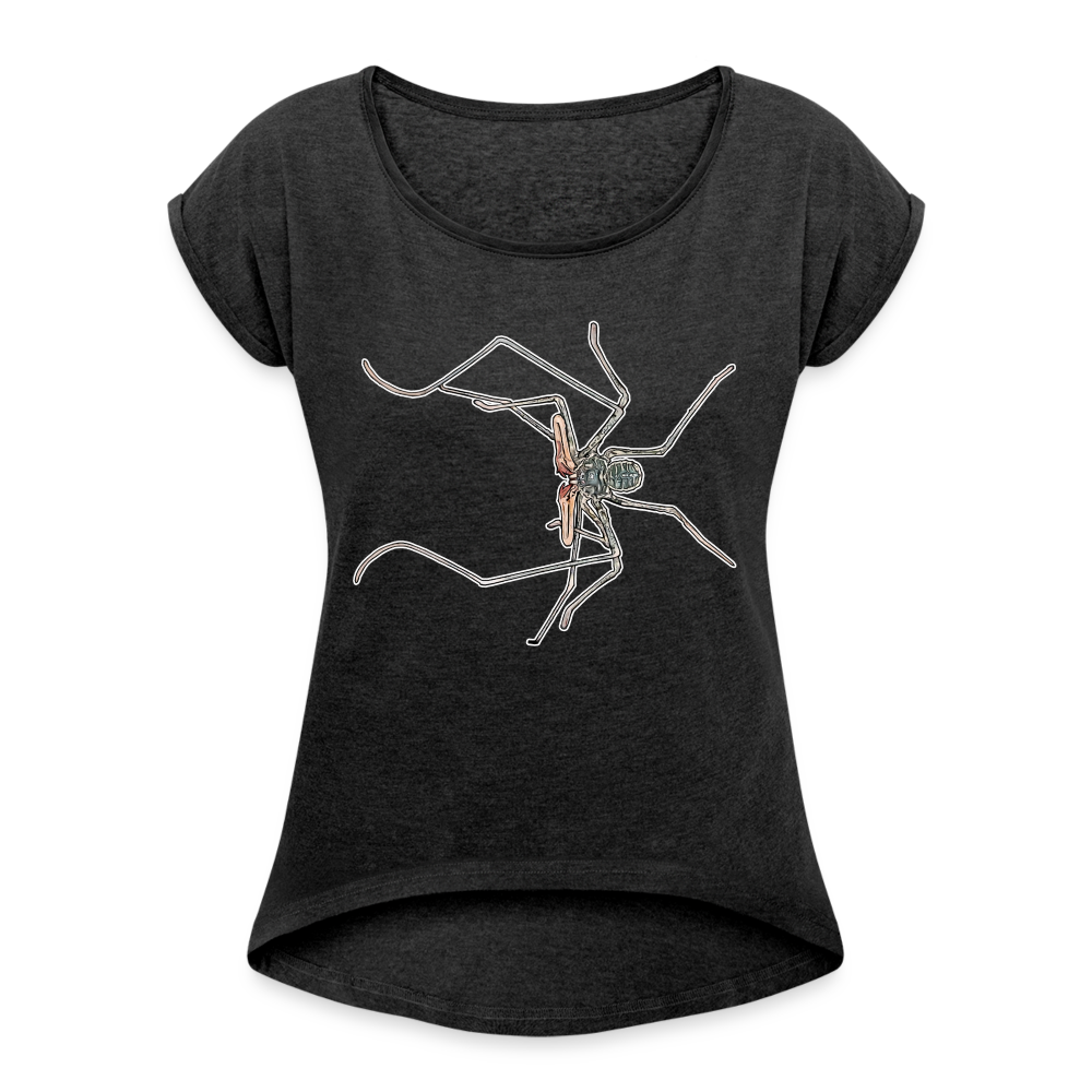 Frauen T-Shirt mit gerollten Ärmeln Euphrynichus bacillifer - Schwarz meliert