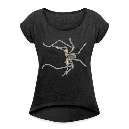 Frauen T-Shirt mit gerollten Ärmeln Euphrynichus bacillifer - Schwarz meliert