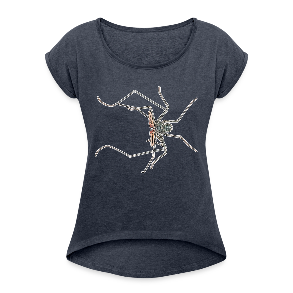 Frauen T-Shirt mit gerollten Ärmeln Euphrynichus bacillifer - Navy meliert