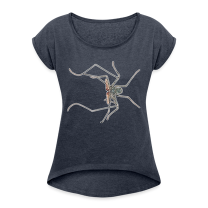 Frauen T-Shirt mit gerollten Ärmeln Euphrynichus bacillifer - Navy meliert