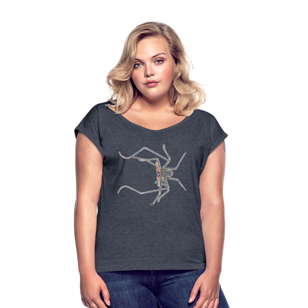 Frauen T-Shirt mit gerollten Ärmeln Euphrynichus bacillifer - Navy meliert