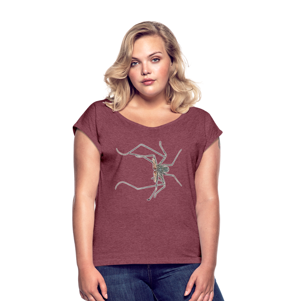 Frauen T-Shirt mit gerollten Ärmeln Euphrynichus bacillifer - Bordeauxrot meliert