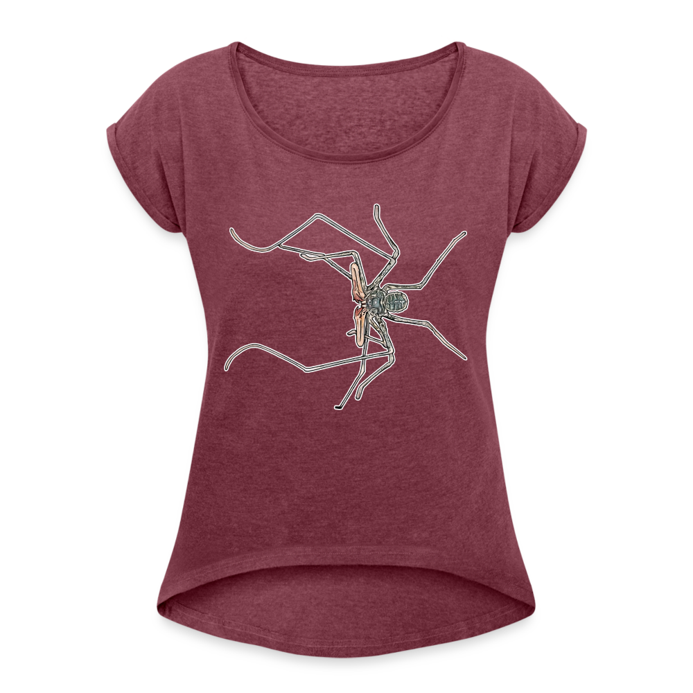 Frauen T-Shirt mit gerollten Ärmeln Euphrynichus bacillifer - Bordeauxrot meliert