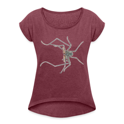 Frauen T-Shirt mit gerollten Ärmeln Euphrynichus bacillifer - Bordeauxrot meliert