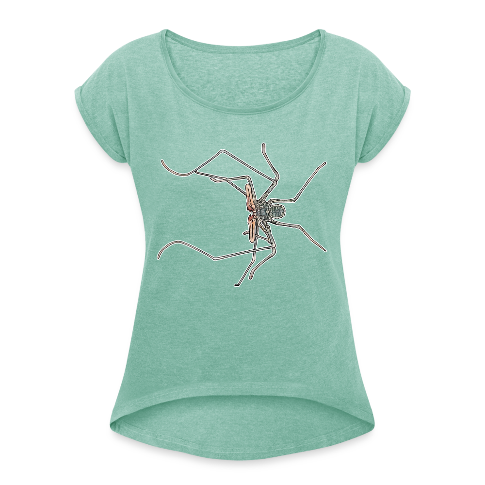Frauen T-Shirt mit gerollten Ärmeln Euphrynichus bacillifer - Minze meliert