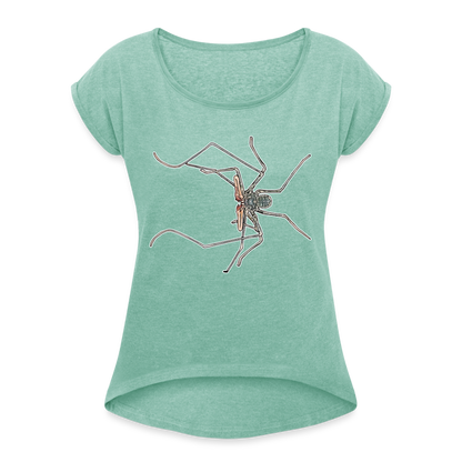 Frauen T-Shirt mit gerollten Ärmeln Euphrynichus bacillifer - Minze meliert