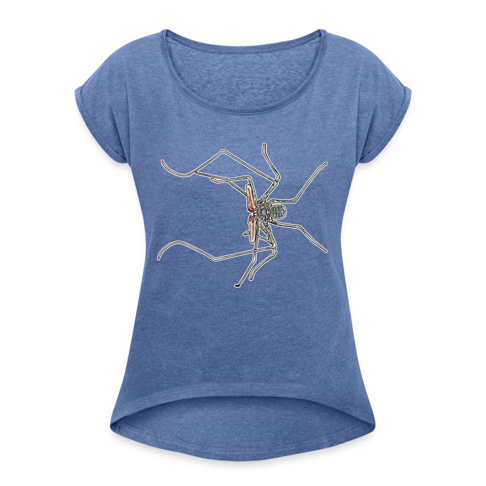 Frauen T-Shirt mit gerollten Ärmeln Euphrynichus bacillifer - Denim meliert