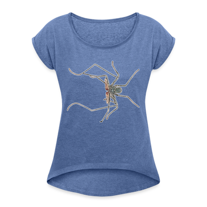 Frauen T-Shirt mit gerollten Ärmeln Euphrynichus bacillifer - Denim meliert