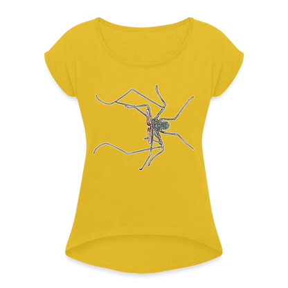 Frauen T-Shirt mit gerollten Ärmeln Euphrynichus bacillifer - Senfgelb