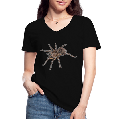 Frauen-T-Shirt mit V-Ausschnitt Theraphosa stirmi juvenile - Schwarz