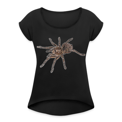 Frauen T-Shirt mit gerollten Ärmeln Theraphosa stirmi juvenile - Schwarz