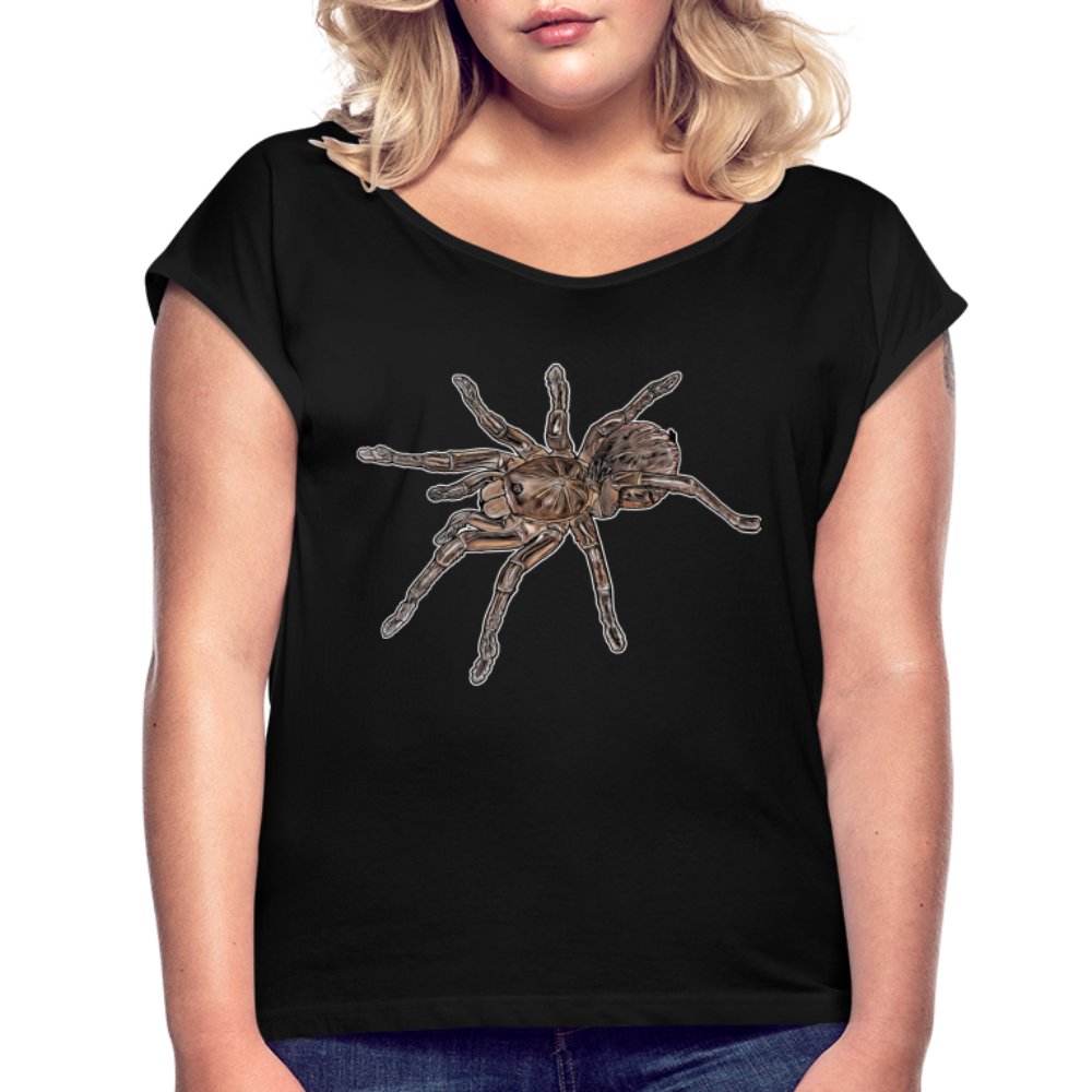 Frauen T-Shirt mit gerollten Ärmeln Theraphosa stirmi juvenile - Schwarz