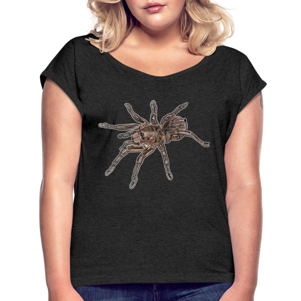 Frauen T-Shirt mit gerollten Ärmeln Theraphosa stirmi juvenile - Schwarz meliert