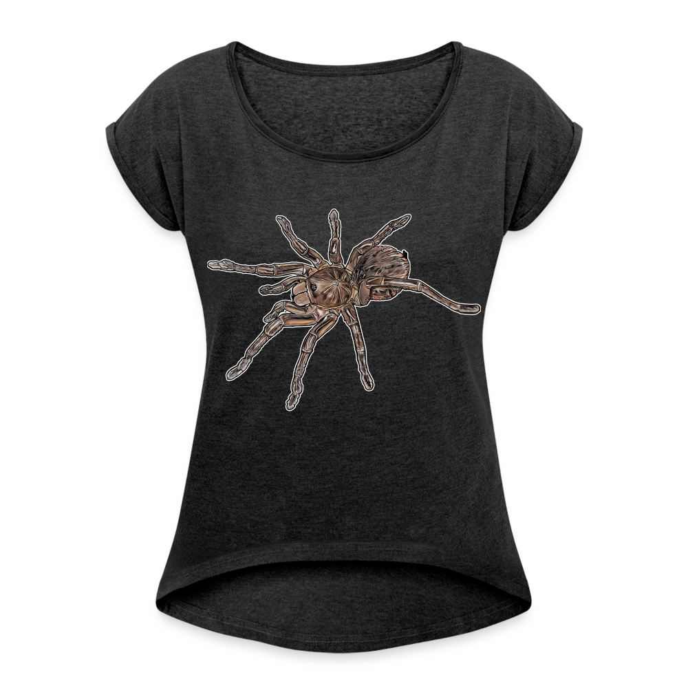 Frauen T-Shirt mit gerollten Ärmeln Theraphosa stirmi juvenile - Schwarz meliert