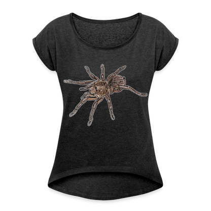 Frauen T-Shirt mit gerollten Ärmeln Theraphosa stirmi juvenile - Schwarz meliert