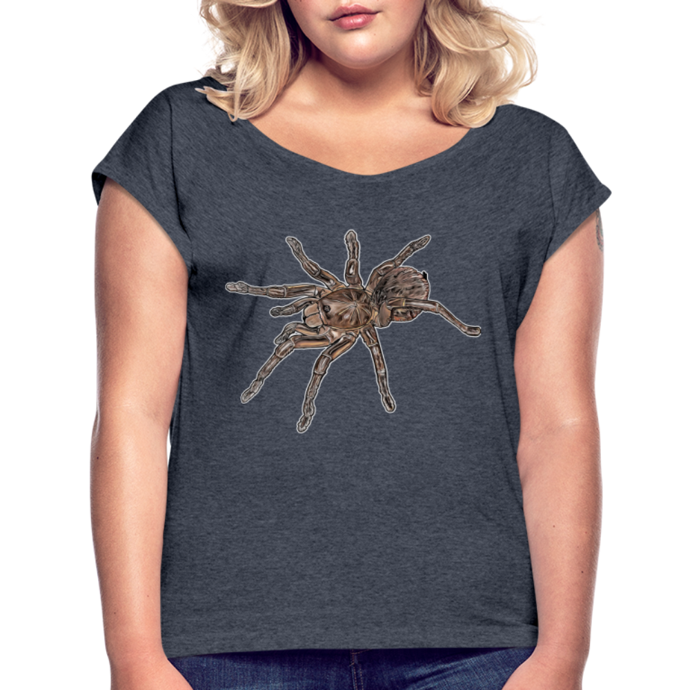 Frauen T-Shirt mit gerollten Ärmeln Theraphosa stirmi juvenile - Navy meliert