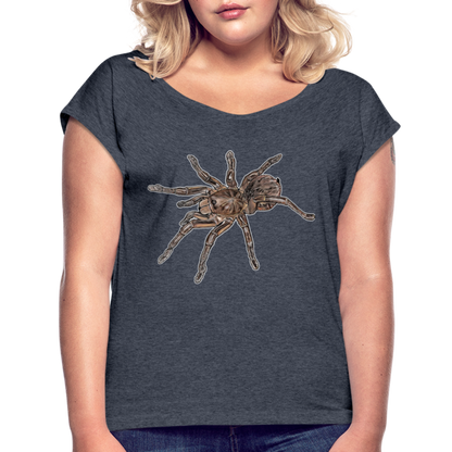 Frauen T-Shirt mit gerollten Ärmeln Theraphosa stirmi juvenile - Navy meliert