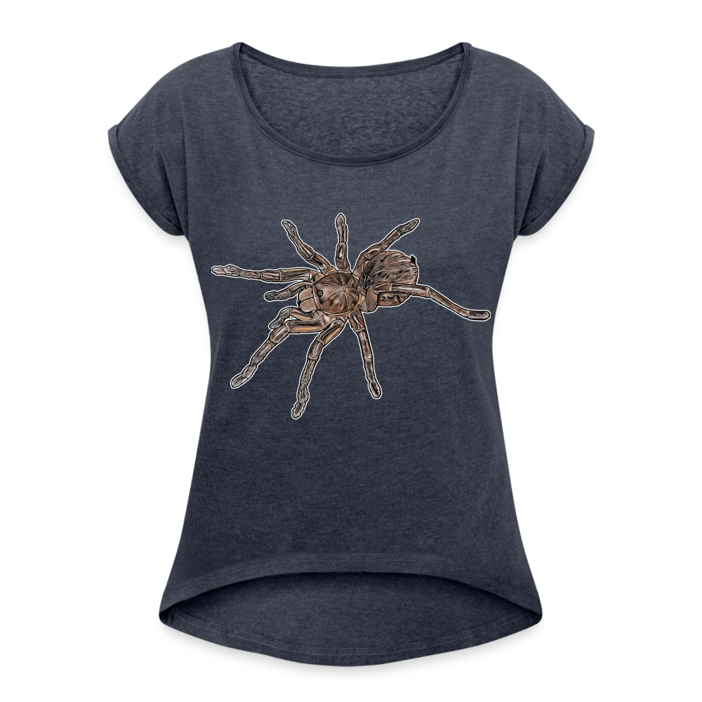 Frauen T-Shirt mit gerollten Ärmeln Theraphosa stirmi juvenile - Navy meliert
